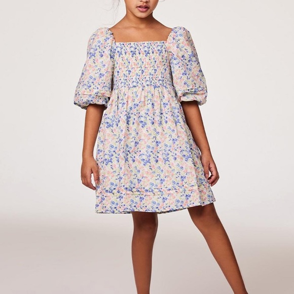 Janie and Jack Other - JANIE & JACK: THE NATALIE FLORAL SMOCKED BUBBLE SLEEVE DRESS